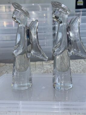 2 Vtg Lead Crystal Angels The Toscany Collection 24% Solid Clear Glass 8.75“
